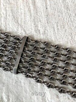 Beautiful Silver Sleeve Bracelet Chains Old 19th Vintage Antique Silver Mesh