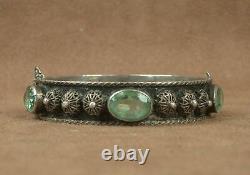 Beautiful Stuff Bracelet Ancient Berbere Silver Massif Serti De Pierres Vertes