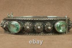 Beautiful Stuff Bracelet Ancient Berbere Silver Massif Serti De Pierres Vertes