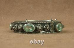 Beautiful Stuff Bracelet Ancient Berbere Silver Massif Serti De Pierres Vertes