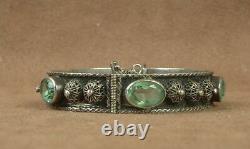 Beautiful Stuff Bracelet Ancient Berbere Silver Massif Serti De Pierres Vertes