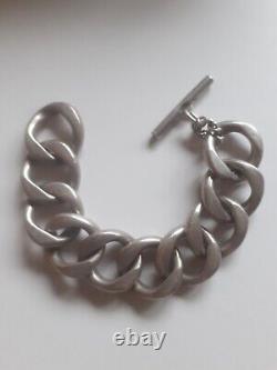 Beautiful and vintage large solid silver bracelet