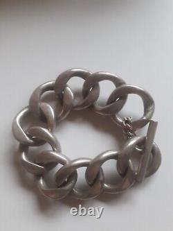 Beautiful and vintage large solid silver bracelet