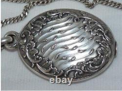 Beautiful antique art nouveau solid silver mirror pendant necklace with hallmarks.