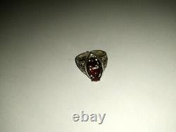 Beautiful antique ring in solid silver 925 and natural garnets size 58