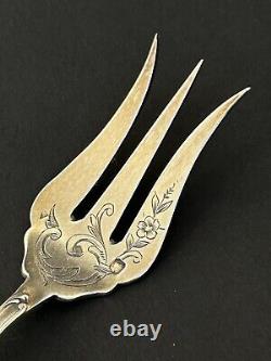 Beautiful antique silver pastry fork by silversmith Paul Canaux & Co.