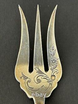 Beautiful antique silver pastry fork by silversmith Paul Canaux & Co.