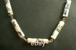 Beautiful antique solid silver and Chinese enamel necklace from the early 20th century