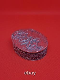 Beautiful antique solid silver box with festive scene Austro-Hungarian hallmark