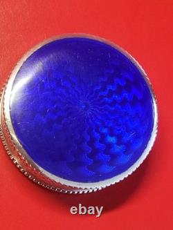 Beautiful antique solid silver pill box, enamelled vermeil