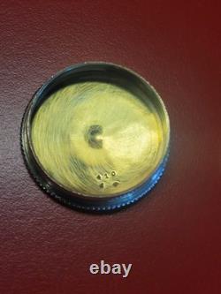 Beautiful antique solid silver pill box, enamelled vermeil