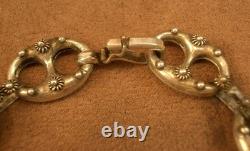 Beautiful antique sterling silver charm bracelet, coffee bean link chain