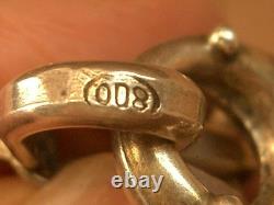 Beautiful antique sterling silver charm bracelet, coffee bean link chain
