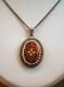 Beautiful Old Pendant In Solid Silver And Bressan Enamels On A Red Background
