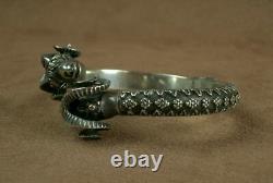 Bel Important Ancient Silver Bracelet Massive Belier Heads