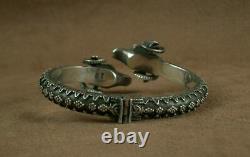 Bel Important Ancient Silver Bracelet Massive Belier Heads