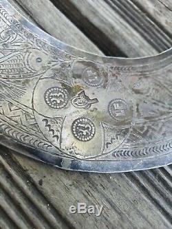 Big Brooches Pair Of Tunisia Silver Massive Old Hilal Punches