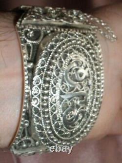 Big Old Berber Bracelet In Solid Silver Crab Stamp North Africa