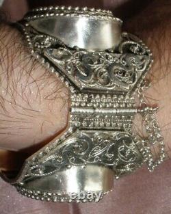 Big Old Berber Bracelet In Solid Silver Crab Stamp North Africa