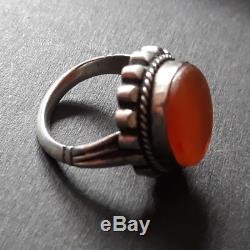 Big Old Man's Ring In Sterling Silver & Intaglio On Carnelian
