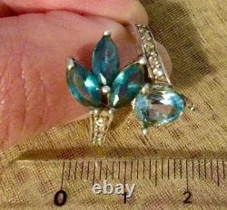 Blue-Silver Topaz Solid Large Vintage/Antique Ring-Old Jewelry 925-Flower