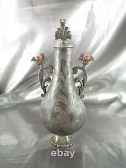 Bottle At Khôl Coral Silver, M'khala Algeria Late 19th Century, Ancient Ottoman Flask