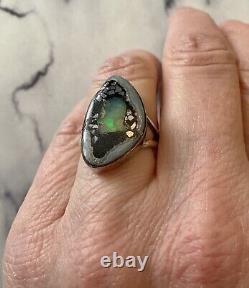 Boulder Matrix Opale, Silver Massif, Unique Ancient Ring, Creator