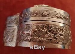 Box Shape Heart Ancient Chinese Art Deco Solid Silver