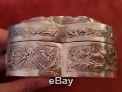 Box Shape Heart Ancient Chinese Art Deco Solid Silver