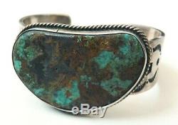 Bracelet In Silver + Turquoise Jewel Old Silver Indian Navajo