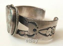 Bracelet In Silver + Turquoise Jewel Old Silver Indian Navajo