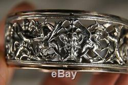 Bracelet Old Napoleon III Sterling Silver Antique Solid Silver Bangle Putti XIX