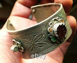 Bracelet Silver Old Email Jewelry Morocco Antique Moroccan Berber Silver Bangle