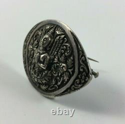 Brooch A Decor Buddha India Silver 24 Grams Beautiful Invoice Old H1113