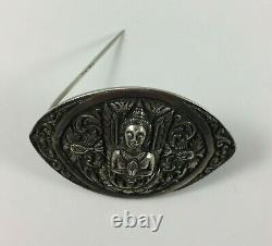 Brooch A Decor Buddha India Silver 24 Grams Beautiful Invoice Old H1113