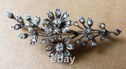 Brooch OR solid silver + diamond + antique jewelry gold diamond brooch 19th century