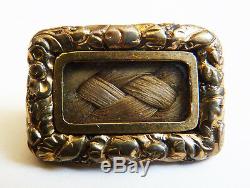 Brooch Vermeil Braided Hair Ancient Jewel Of Mourning 19th Silver Mourning Jewel