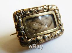 Brooch Vermeil Braided Hair Ancient Jewel Of Mourning 19th Silver Mourning Jewel