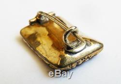 Brooch Vermeil Braided Hair Ancient Jewel Of Mourning 19th Silver Mourning Jewel