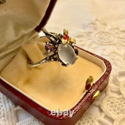 Calcedoine Tanzanite Sapphire Ancient Ring Designer Gold/silver Massif 60