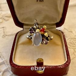 Calcedoine Tanzanite Sapphire Ancient Ring Designer Gold/silver Massif 60