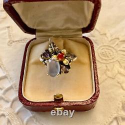 Calcedoine Tanzanite Sapphire Ancient Ring Designer Gold/silver Massif 60