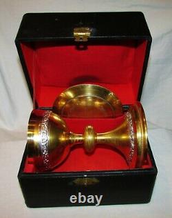 Calice Patene Anciens Silver Vermeil 19th Chalice Paten Silver Gilt Box