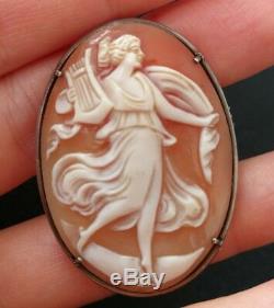 Cameo Brooch Ancient Muse In Shell In Sterling Silver