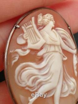 Cameo Brooch Ancient Muse In Shell In Sterling Silver