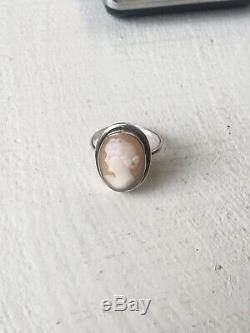 Cameo Ring Old Silver Napoleon III Antique Victorian Silver Cameo Ring