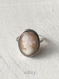 Cameo Ring Old Silver Napoleon III Antique Victorian Silver Cameo Ring