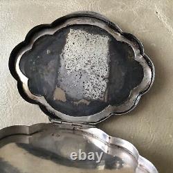 Carved Solid Silver Powder Box with Antique Floral Decor