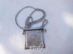 Chain and pendant antique solid silver, Ethnic Africa, engravings GB35 LOT