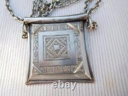 Chain and pendant antique solid silver, Ethnic Africa, engravings GB35 LOT